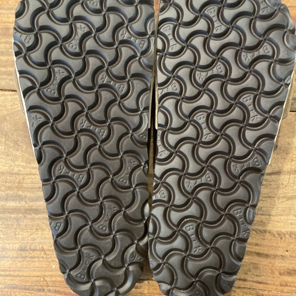 NWOT Birkenstock Madrid Big Gold Buckle Slide , Sandcastle Nubuck , Sz 39 / 9 - Picture 6 of 11